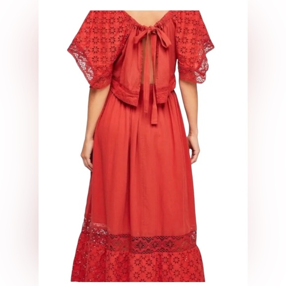 REE PEOPLE Maxi Skirt & Cropped Burt Red Summer Set - Picture 1 of 7